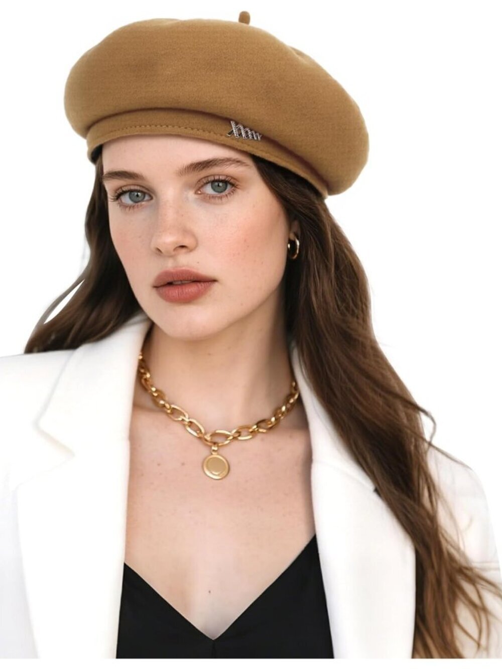 Women's French Wool Hats Fashion Solid Color Ladies Beret Caps Khaki